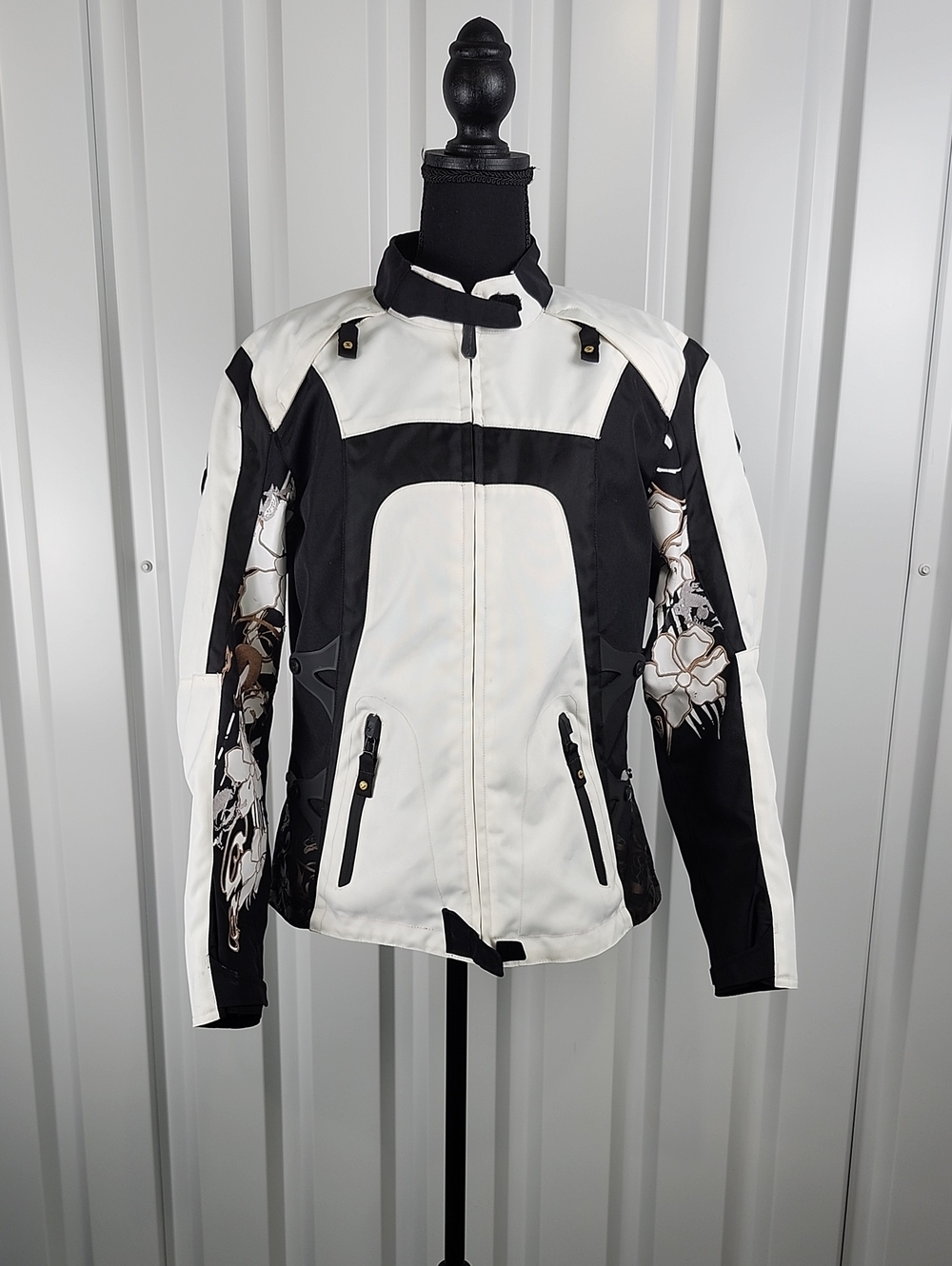 Scorpion EXO Women Get Stung Black White Floral Motorcycle Jacket Medium Armored
